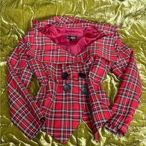 Nana Vivienne style button red plaid collar jacket